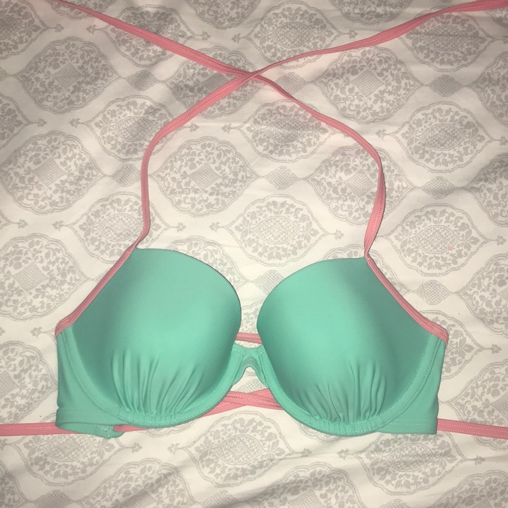 Aerie Mint Green and Pink Bikini Top